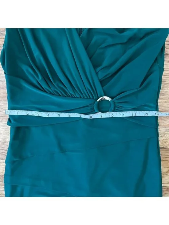 White House Black Market Emerald Dress 8 Slimming Tiered Midi Classic Hourglass - Picture 10 of 10